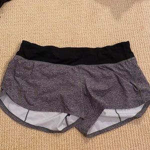 Lululemon Speed Short, Gray and Blacm